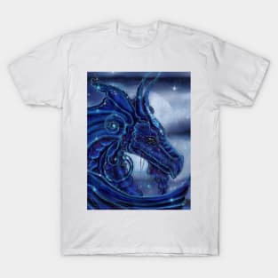 "Magical night dragon" portrait with full moon and stars Copyright Renee L. Lavoie T-Shirt